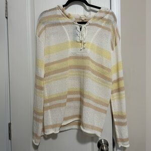 NWT Striped Knit Hoodie Summer Hem & thread large